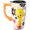 Spoontiques - Ceramic Travel Mugs - Tweety Cup - Hot or Cold Beverages - Gift for Coffee Lovers