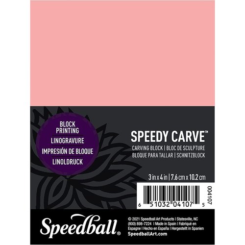 Speedball Speedy-Carve Block Printing Carving Block, Rectangle, Pink, 3 x 4 Inches (6-Pack), Linoleum for Printmaking