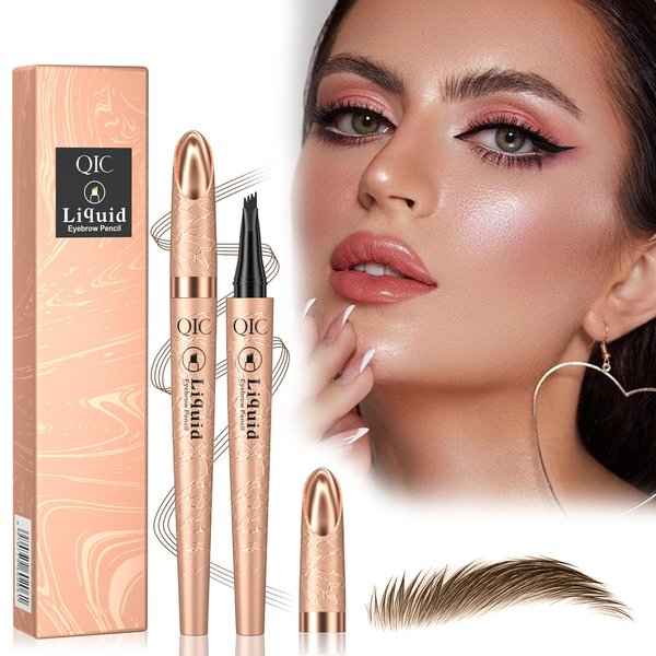 4-Tipped Microblading Eyebrow Pen, 2024 Upgraded 3D Waterproof Magic Eyebrow Pencil Contouring Pen, Long-Lasting Natural Fine Stroke Magic Eyebrow Pen (519B01#Light Brown)