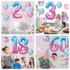 40 Inch Gradient Blue Pink Number 9 Balloon, 9th Birthday Balloons, 11Pcs Pearl Light Purple Pink Blue Latex Balloons 9 Foil Balloon for Kids Girl 9th Birthday Mermaid Party Decorations Anniversary