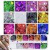 AddFavor 4 Boxes Holographic Nail Sequins Shapes Mixed Iridescent Nail Glitter Flakes Butterfly Hearts Star DIY Design Manicure Decorations Sets for Nail Art/Craft/Makeup