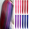 Fcysws 12PCS Red Blue Pink Purple Clip in Hair Extensions 21 Inch Heat-Resistant Synthetic straight Hair Extensions for Women Girls Gift Multi-Colors Party Highlights Clip in Synthetic Hairpiece