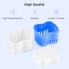 Denture Case Orthodontic Retainer Holder Mouth Guard Night Case, Denture Bath Cleaning Soaking Cup with Strainer and Lid (Blue)
