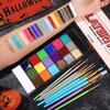 UCANBE 20 Color Face Body Paint Oil Set Kit with 10PCS Paint Brushes, Super Big Black & White Pan+ Gold Silver Glitter, Face Painting Makeup Palette for Art Theater Halloween Parties Cosplay (Set B)