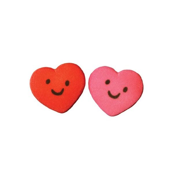 Happy Face Hearts Valentine Sugar Decorations 12 Count