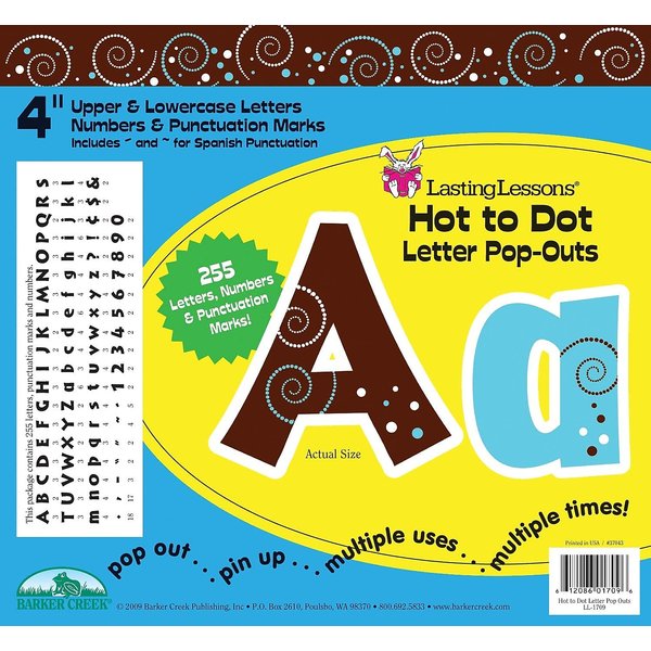 Barker Creek Letter Pop-Outs, 4" Hot to Dot, Multicolor Designer Letters for Bulletin Boards, Breakrooms, Reception Areas, Signs, Displays, and More! 4 ", 255 Characters per Set (1709)