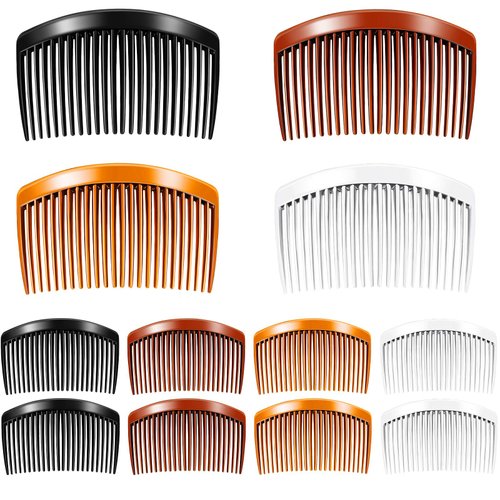 Chuangdi 12 Pieces Plastic Side Hair Twist Comb French Twist Comb Hair Clips with Teeth for Fine Hair Accessories Women Girls, 4 Colors (23 Teeth)