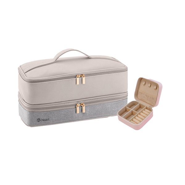 Oinari Travel Carrying Case for Hair Dryer - Durable, Compact, Lightweight and Shock-Absorbent Storage Bag with Extra Compartments | Portable Protective Case for Hair Styling Tools, Grey