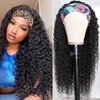 Angie Queen Headband Wig Human Hair Curly Human Hair Wigs for Black Women Glueless None Lace Front Wigs 180% Density (18" Headband wigs)