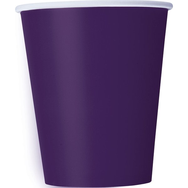 Plain Deep Purple Disposable Paper Cups - 9oz, 14 Count - Ideal for Parties, Picnics, & All Occasions