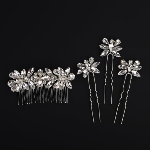 BERYUAN Crystal Hair Pins Comb Set Dainty Rhinestone Crystal Wedding Headpiece Bridal Crystal Hairpiece Headpiece for Bride Silver Wedding Headpiece for Brides Bridesmaid(4pcs)