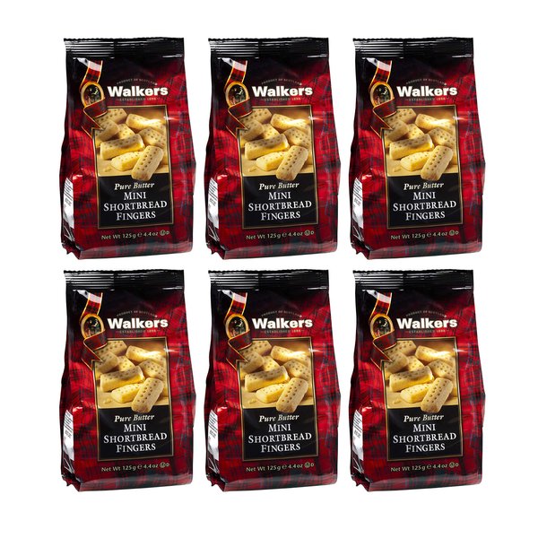 Walker’s Pure Butter Shortbread Mini Fingers - 4.4 Oz Bags (Pack of 6) - Authentic Shortbread Cookies from Scotland