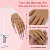 Silicone Practice Hand for Acrylic Nails - Soft Touch Liquid Silicone - Flexible Realistic Nail Mannequin Hand Practice for Training