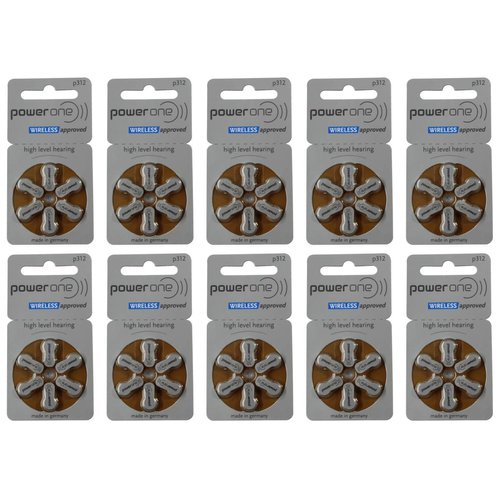 Size P312 Powerone Hearing Aid Batteries, 60 Count