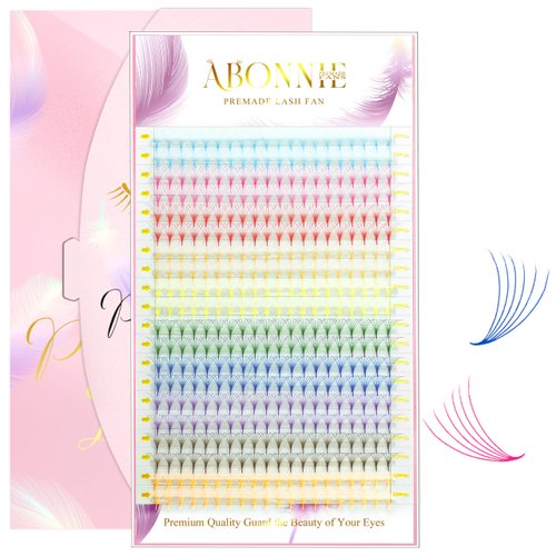 ABONNIE Colored Lash Extensions, 400 pcs Mix Color Premade Fans Eyelash Extension,6D 12mm Promade Eyelash Fans, C Curl Lash Extension, Premade Lash Fans Cashmere Colored Lash Extension(6D 0.07-C 12mm)