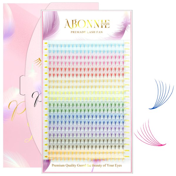 ABONNIE Colored Lash Extensions, 400 pcs Mix Color Premade Fans Eyelash Extension,6D 12mm Promade Eyelash Fans, C Curl Lash Extension, Premade Lash Fans Cashmere Colored Lash Extension(6D 0.07-C 12mm)