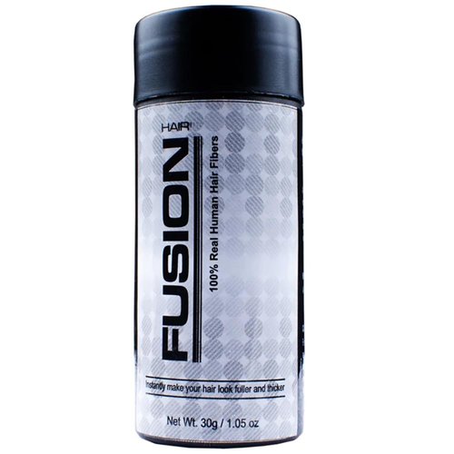 HAIR FUSION - 100% Real Human Hair Fibers - Conceal bald and thinning hair - Root touch up - Volumizer - Unisex (1.05 oz, Black)