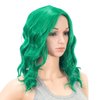 SWACC 15 Inch Short Curly Wavy Hair Wig Medium Length Synthetic Colorful Cosplay Daily Party Wig for Women with Wig Cap (St Patricks Green)