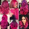 GPOVVIMX 12 PCS Hot Pink Hair Extensions Clip in, Curly Wavy Colored Extension for Kids Girls - Party Highlights Synthetic Hairpiece 17 inch