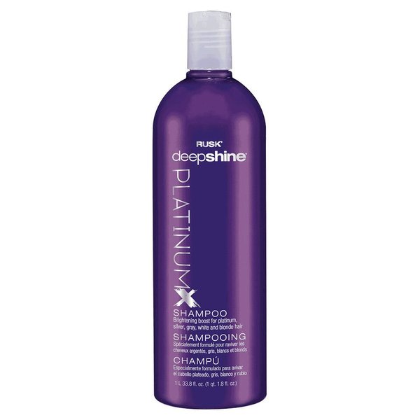 RUSK Deepshine PlatinumX Shampoo, 33.8 Oz, Gentle Cleansing Shampoo, Brightening Boost for Platinum, Silver, Gray, White, and Blonde Hair