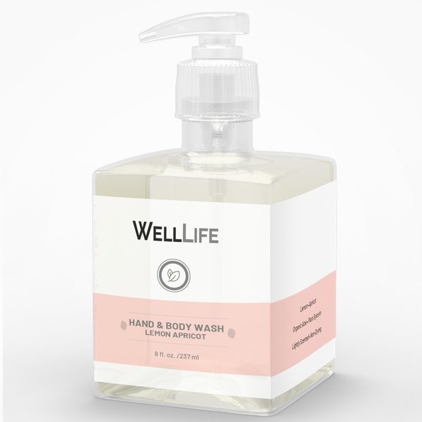 Well Life Liquid Hand Soap - Lightly Scented Nourishing and NonDrying - 8oz Bottles- Organic Ingredients Infused with Natural Essential Oils - Made in the USA (Lemon Apricot)
