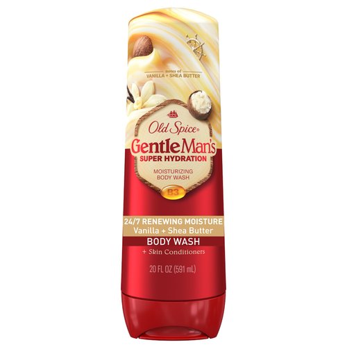 Old Spice Super Hydration GentleMan’s Body Wash, 24/7 Renewing Moisture, Gentle on Skin, Vanilla + Shea Scent, 20 fl oz