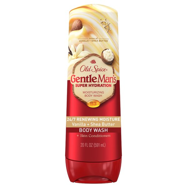 Old Spice Super Hydration GentleMan’s Body Wash, 24/7 Renewing Moisture, Gentle on Skin, Vanilla + Shea Scent, 20 fl oz