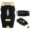 XIFEI Cigar Cutter, Stainless Steel V-Cut Cigar Cutter Built-in Cigar Puncher (Black Gold-1)