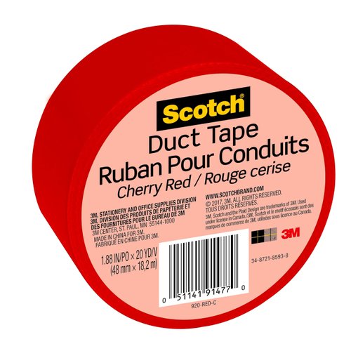 Scotch Duct Tape, 1.88 in x 20 yd, Cherry Red, 1 Roll (920-RED-C)