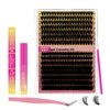 Lash Extension Kit 300Pcs 70 90D DIY Individual Eyelashes Extensions Lashes Clusters Kit Lash Bond And Seal Lash Remover Lash Applicator Tool For False Eyelash Cluster Kit At Home(D-Mix10-18mm,24)
