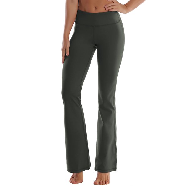 BUBBLELIME 29"/31"/33"/35" 4 Styles Women's Bootcut Yoga Pants Tummy Control - Basic Bootleg_Olivegray L_29" Inseam(1)
