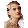 Cizoe Art Deco 1920s Flapper Great Gatsby Leaf Wedding Bridal Tiara Pearl Headpiece Headband(Rose gold)