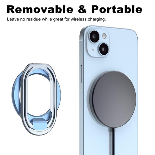 Magnetic Phone Ring Magnetic Phone Grip Phone Stand Magnetic Phone Ring Holder Finger Kickstand, Adjustable Kickstand for iPhone 14/13/12 Series(Blue)