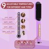 Negative Ionic Hair Straightener Brush with 9 Temp Settings, 30s Fast Heating, Hair Straightening Comb with LED Display, Anti-Scald & Auto-Shut Off Hair Straightening Iron (Purple)