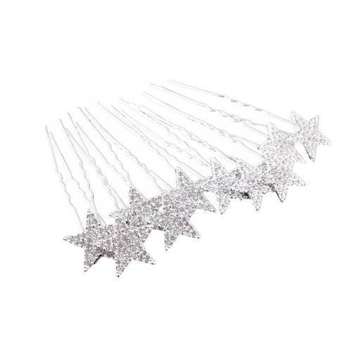 yueton 10pcs Bling Rhinestone Star Wedding Bridal Crystal Hair Pins Clips Women Headwear Hair Accessories