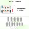IMRAIN Long Press on Nails Square Fake Nails Green Ombre French Tips False Nails with Designs Glossy Glue on Nails Full Cover Stick on Acrylic Nails Squoval Gel Artificial Nails Press ons 24Pcs