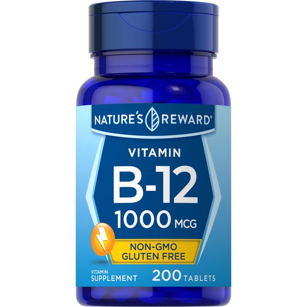 Vitamin B12 Tablets - 1000mcg - 200 Count - Non-GMO and Gluten Free Supplement - by Nature's Reward