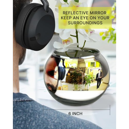 Skywin Convex Mirror Vase Silver Cubicle Decorations - 6 Inch Multipurpose Cubicle Mirror, Desk Mirror to See Behind You - Aesthetic Office Cubicle Accessories, Office Cubicle Decor Organizer
