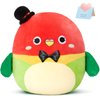CozyWorld 12" Bird Plush Pillow Cute Parrot Stuffed Animal Parrot Soft Plushie Parrot Birthday for Boys Girls Kids,Red and Green Gentleman Parrot