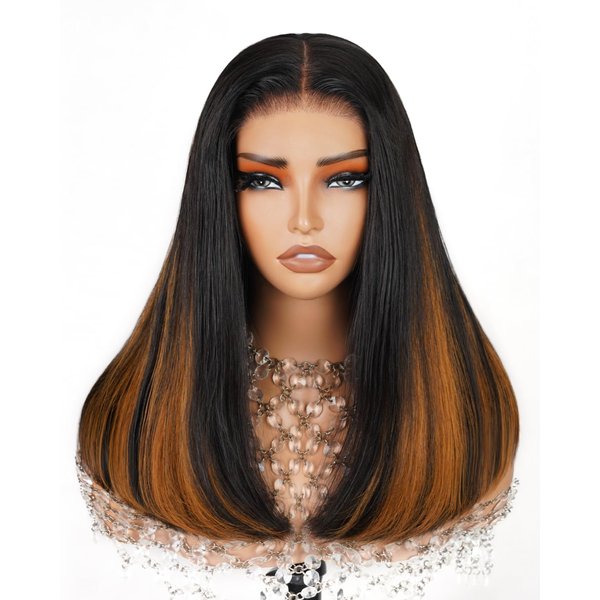 Arabella Hair 5x6 Glueless Wigs Human Hair and 4 Pcs 1B/30 Clip in Hair Extensions Pre Plucked Pre Cut 280% Density Glueless Wigs Human Hair Pre Plucked Bleached Knots Straight Wig Human Hair 16inch