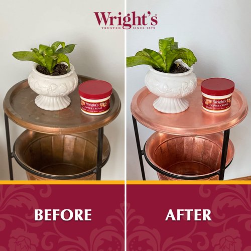 Wright's Copper, Brass Cream Cleaner - 8 Ounce - Gently Cleans and Removes Tarnish Without Scratching