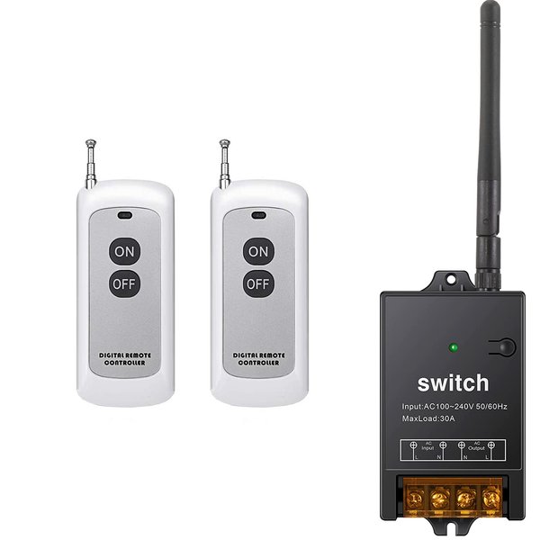 dstfuy Wireless Remote Switch,AC 110V/120V/240V/40A Relay, RF Remote Switch for High Power Water Pump,Motor,Lighting Electrical Equipment with 984FT Long Range(Remote Switch 110V)