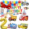 Car Party Supplies - Birthday Party Decorations for 2 years old Kids,Contain a Traffic Banner,a Birthday hat,3 Birthday Glasses,8 Foil Balloons,34 Balloons,Great for Kids Birthday Party