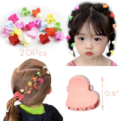 80Pcs Mini Heart Hair Clips Small Flower Claws for Girls Women, Cute Star Tiny Claws Clips for Thin Fine Hair,Bangs Daisy Clips for Baby Toddler Kids Teens Hair Pins with Transparent Box Multi-Colored
