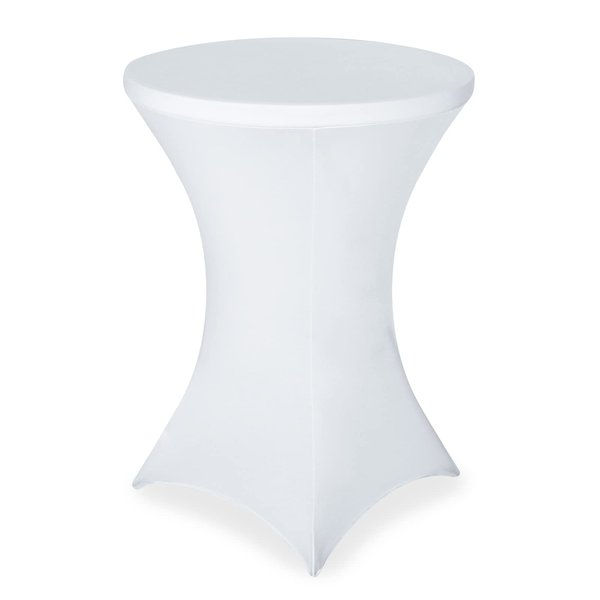 FestiCorp Spandex Table Cover, Cocktail Fitted Tablecloths, Round Highboy Stretch Table Covers Cloths for Party, DJ, Bar, Wedding, Birthday, Banquet, White, 30"-32" Diameter x 40"-43" Height