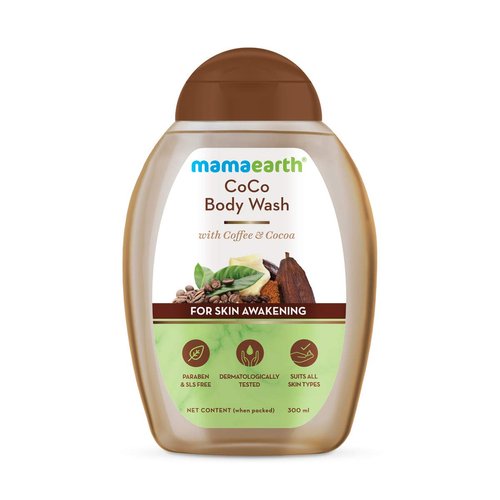 MAMAEARTH CoCo Body Wash for Skin Awakening | Non-Drying & Hydrating Skin Cleanser | for Mild Aromatic Bath | Infused with Coffee & Cocoa Butter | 10.14 Fl Oz (300ml)