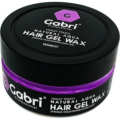 Gabri Professional Natural Aqua Hair Gel Wax Strong Hold/Shine/Long Stay, 150ml./5oz. (Violet Touch/Tropical Forest Fruits Scented)
