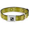 Dog Collar Seatbelt Buckle Star Pinwheel Olive Greens 13 to 18 Inches 1.5 Inch Wide