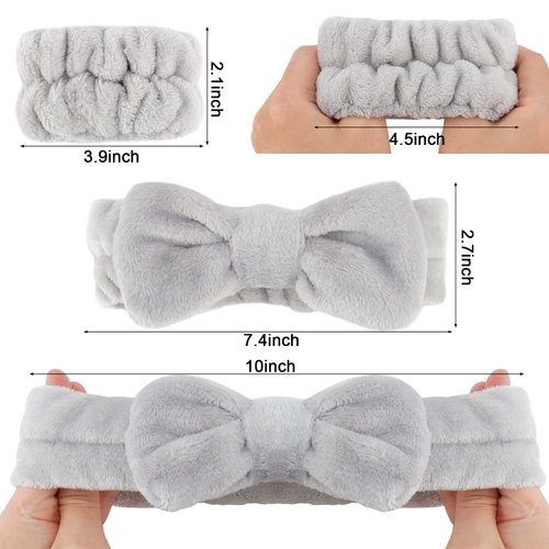 AMCAMI 6 PCS Spa Headband with Wrist Washband Face Wash Set, Makeup Headband and Wristband Towel Scrunchies for Washing Face, Skincare Headband Sleepover Party Supplies for Girls , Prevent Liquids