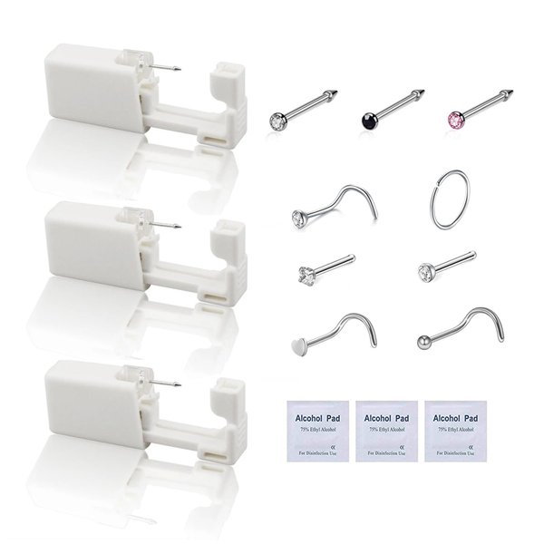Lishae 20G Self Nose Piercing Kit - Disposable Nose Piercing Gun With Nose Stud 2mm